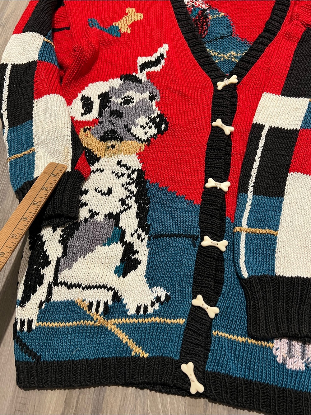 Vintage 1988 Berek Hand Knit Dog Novelty Cardigan Sweater size Large - Picture 8 of 8